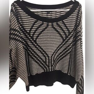 Express:  Black and White Sweater with detail